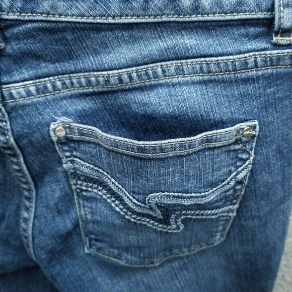 White House Black Market 00S Blanc Blue Solid Bootcut Jeans 28" 29.75" 7.75" - Picture 10 of 12